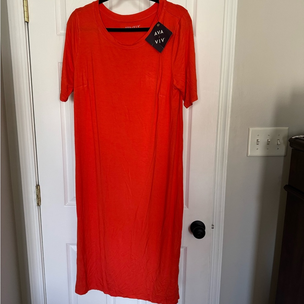 Ava & Viv orange t-shirt style dress